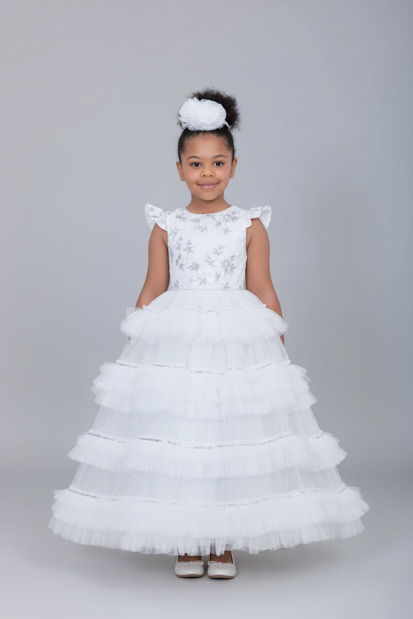 Birthday Dresses: Formal Long Ruffled Dress - Mia Bambina Boutique