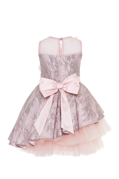 Birthday Dresses: Joanne Lace Girls Dress with Long Sleeve - Mia Bambina Boutique