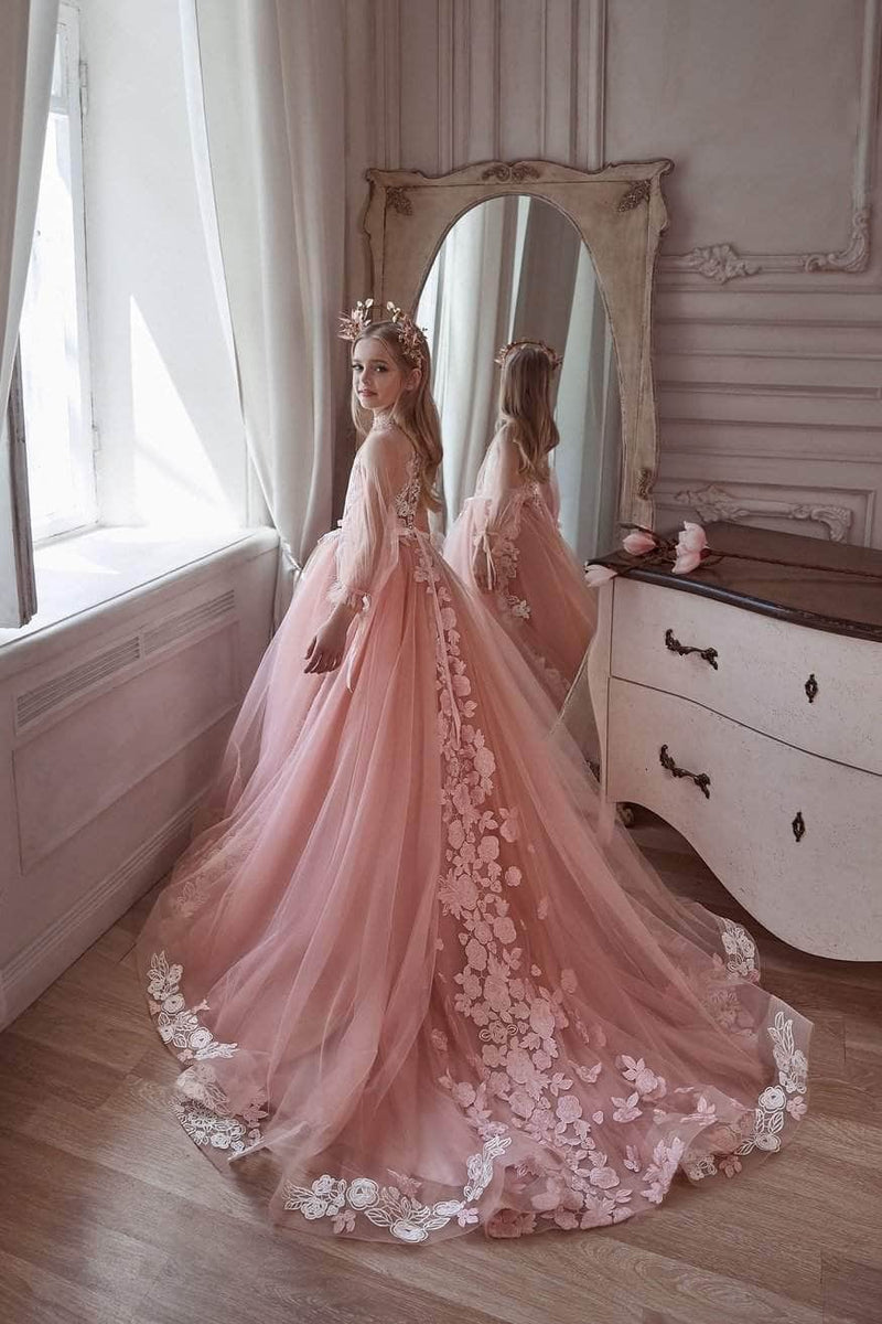 Pink Princess Dress Long Sleeves