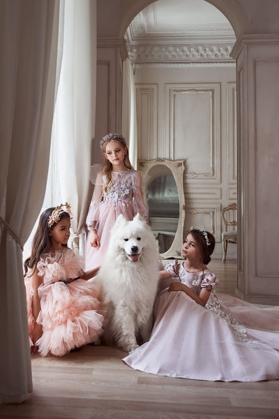 Long Sleeve Tulle and Lace Flowergirl Dress