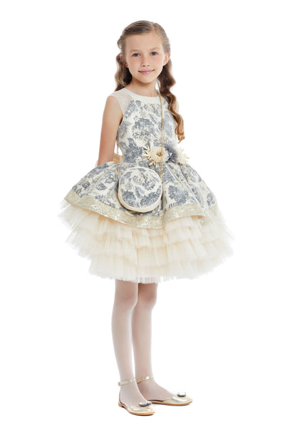 Chiara Girls Party Dress in Black and Gold