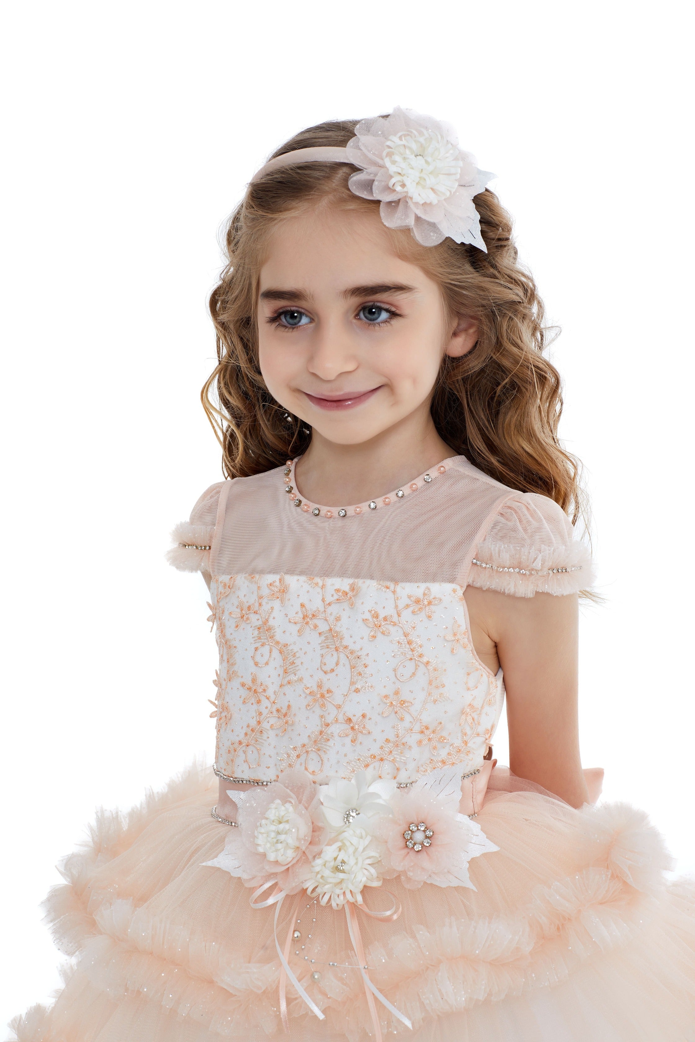 Birthday Dresses: Peach Blush Fluffy Dress - Mia Bambina Boutique