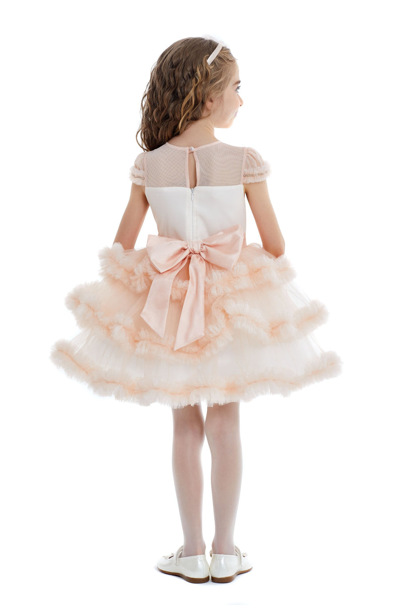 Peach Blush Fluffy Dress – Mia Bambina Boutique