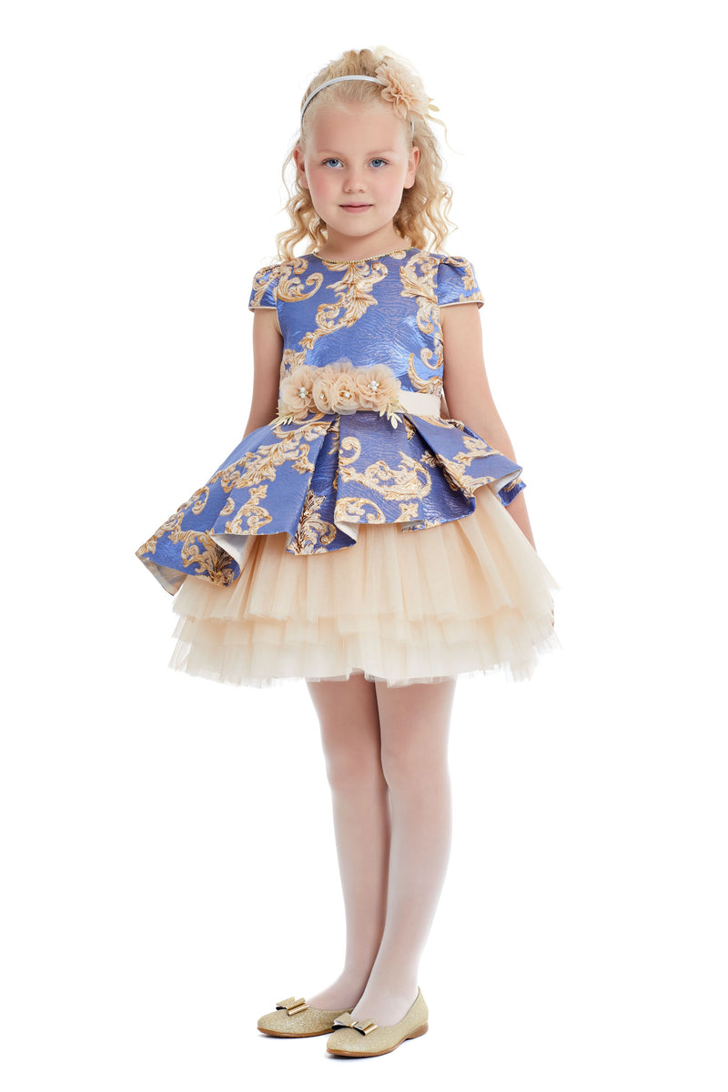 Classic Above-the-Knee Party Dress with a Bow for Girls 6-10