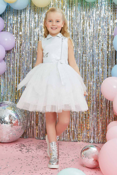 Big Girls' Belted Vest Party Dress