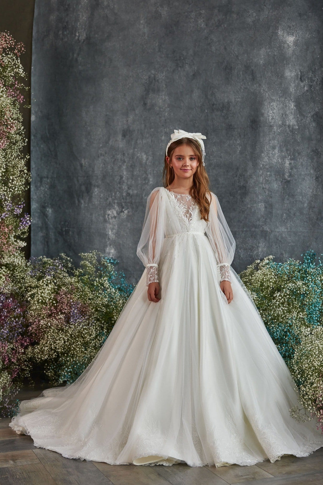 bridesmaid dresses for young ladies 3208 Long Sleeved Dress Girls Pre-order Size 9-10 sleeved tulle dress size-womens-swim SIZE:L / 8-10 bridesmaid dresses for teenage girl A Line V Neck