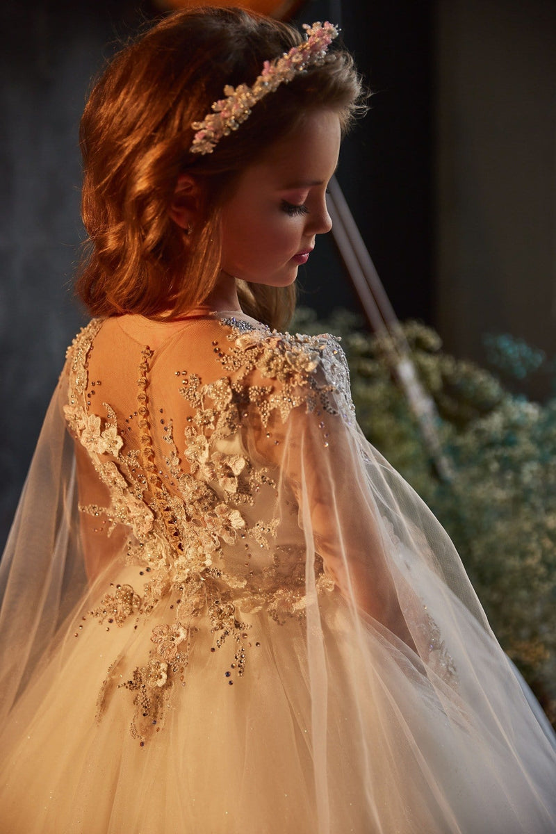 junior bridesmaid dress 3209 Wing Sleeve Junior Bridesmaid Dress