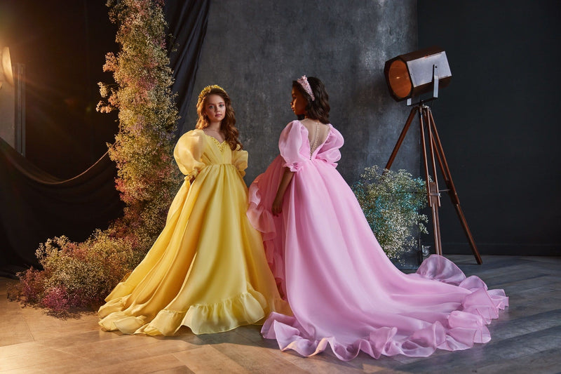 Custom Made Crystal Beaded Tulle Ball Gown Flower Girl Yellow Prom Dresses  2023 For Little Girls From Jignjing9527, $44.95 | DHgate.Com