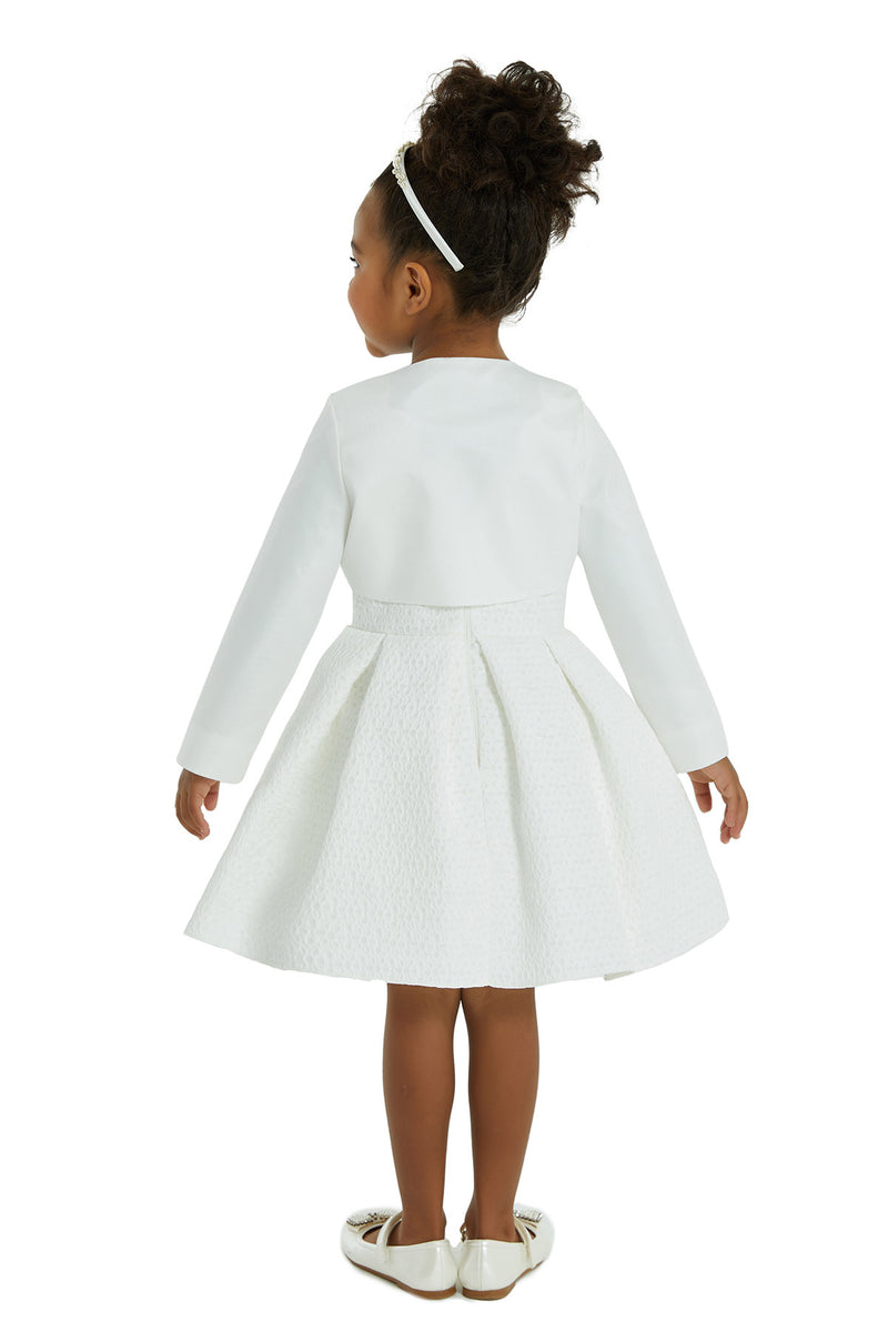 Girls Bolero with Sleeves in Taffeta in Sizes 8-12/ Off-White or Blush