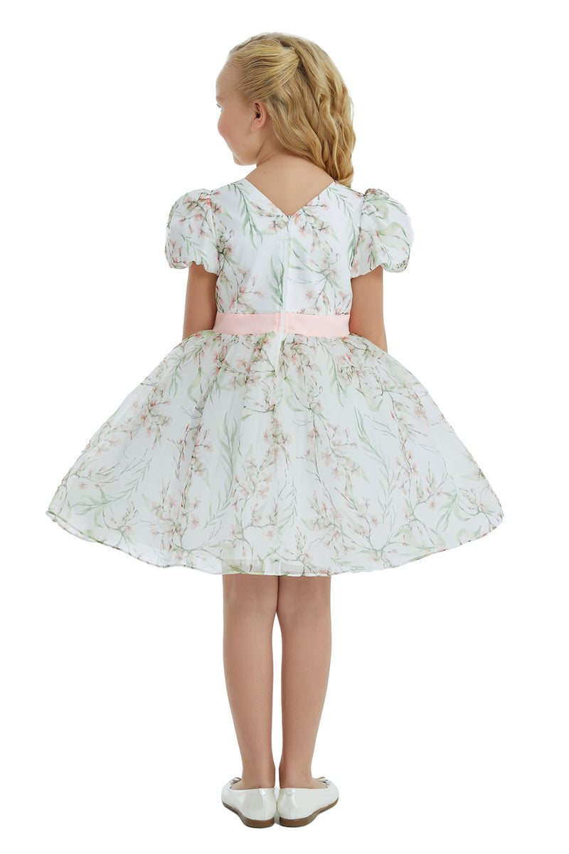 Kids Floral Spring/Summer Dress with a Pink Bow