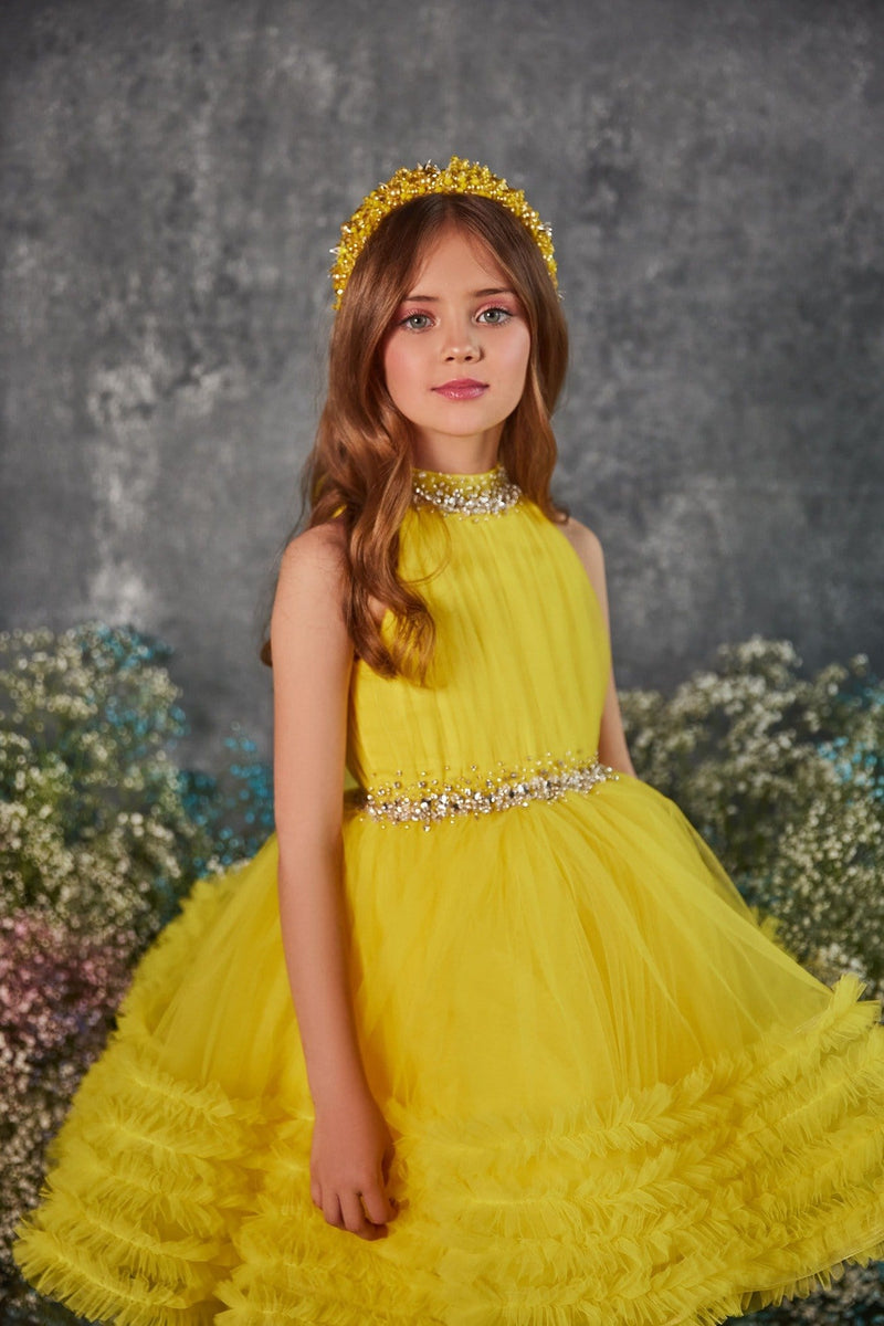 Shop Online Fluffy Yellow Flower Girl Dress