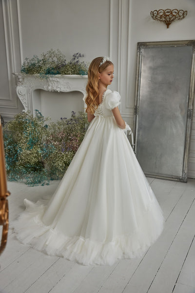 Contemporary Short Sleeve First Communion Dress