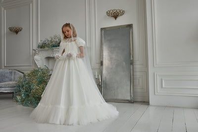 Contemporary Short Sleeve First Communion Dress