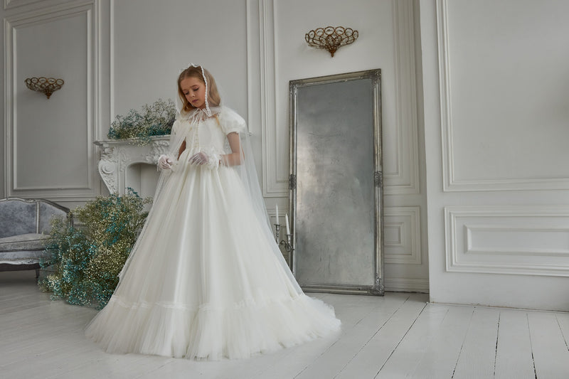 Contemporary Short Sleeve First Communion Dress