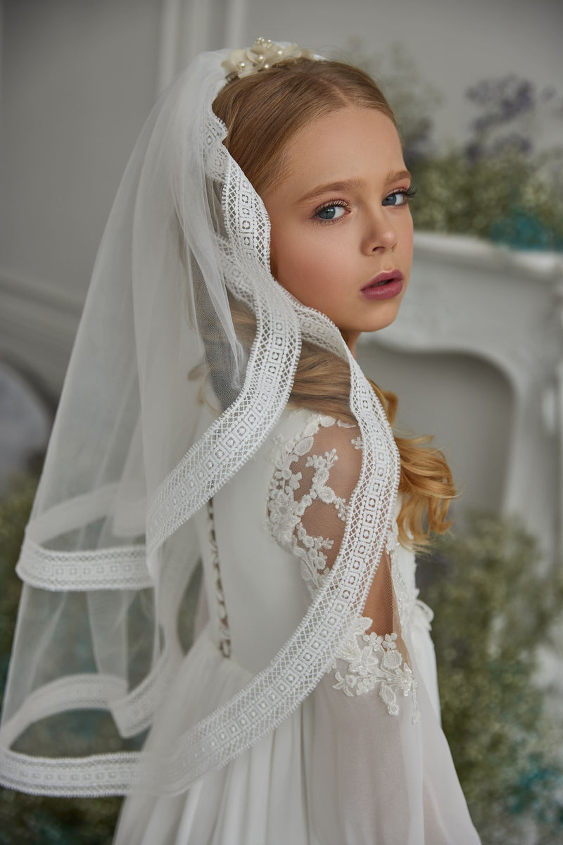Girls First Communion Dress with Sleeves