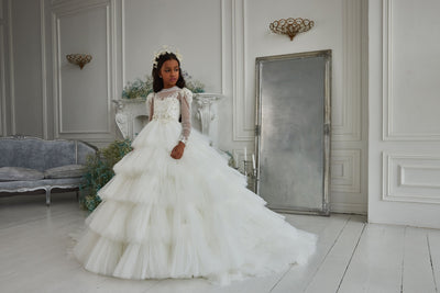 Victoria Chic Ruffled Junior Bridesmaid Gown with Sleeves