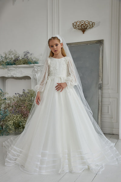 Modern Holy Communion Dress with Train