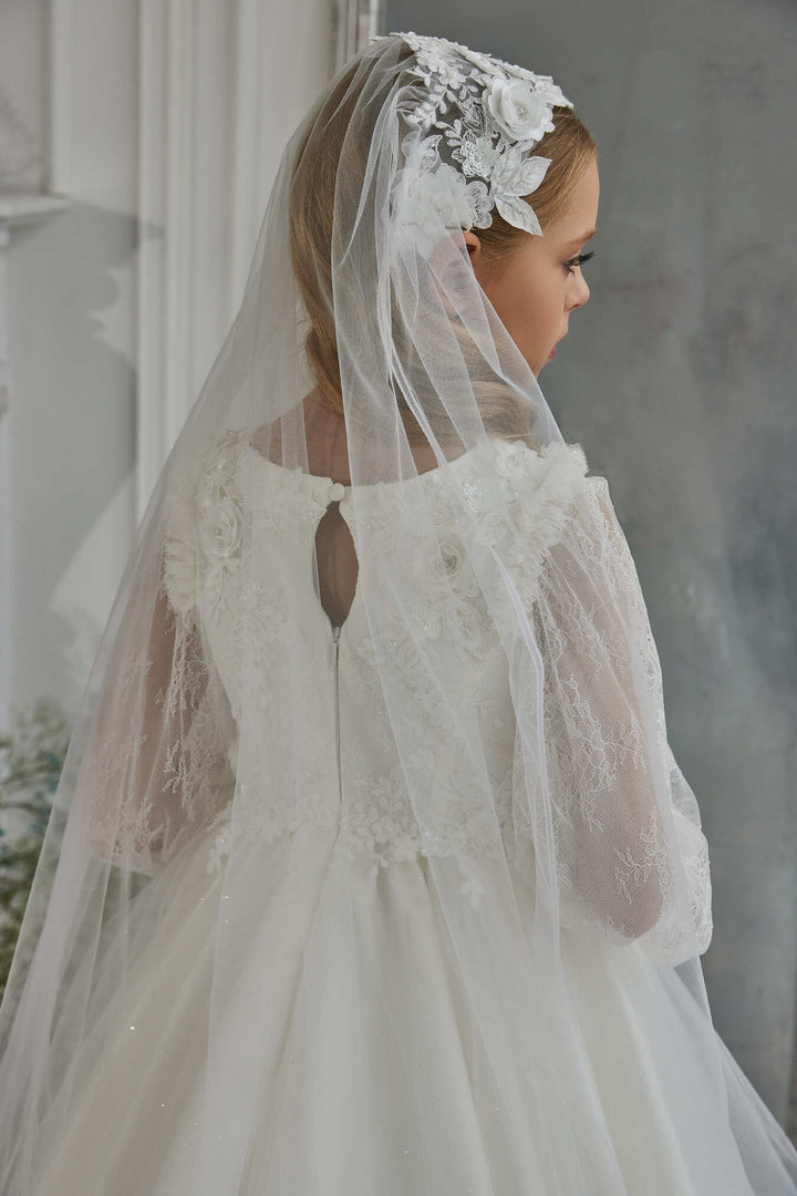 Modern Holy Communion Dress with Train Mia Bambina Boutique