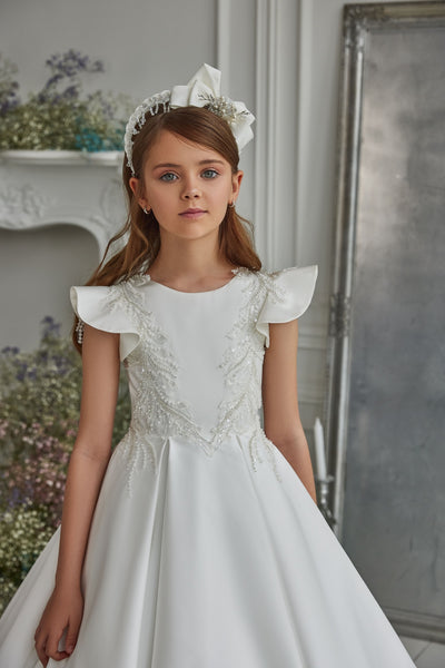 Flutter Sleeve Traditional Dress for Communions