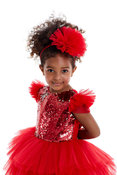 Girls Red Sequined Party Dress