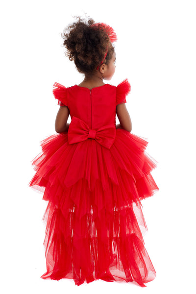 Girls Red Sequined Party Dress