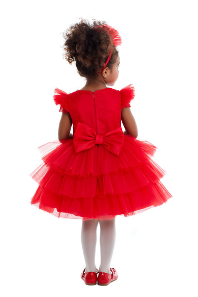 Girls Red Sequined Party Dress