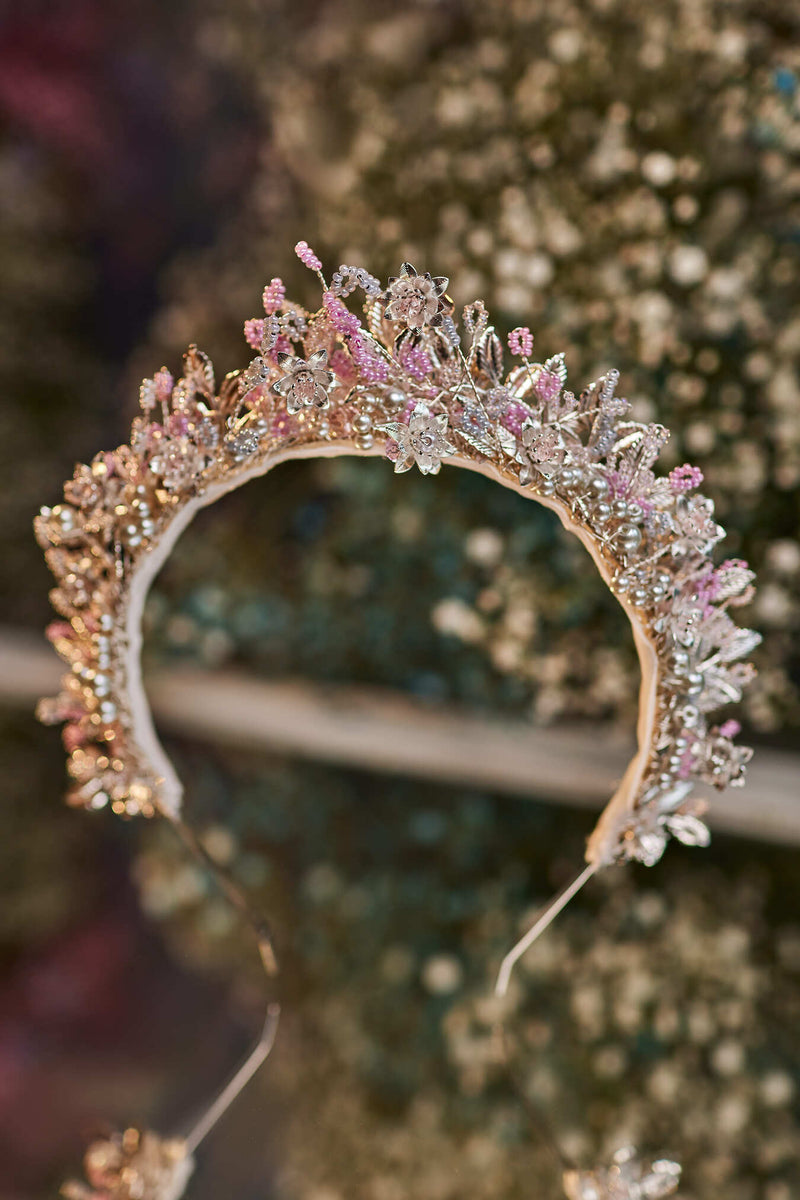 Rose Gold Pearl Tiara Hairband