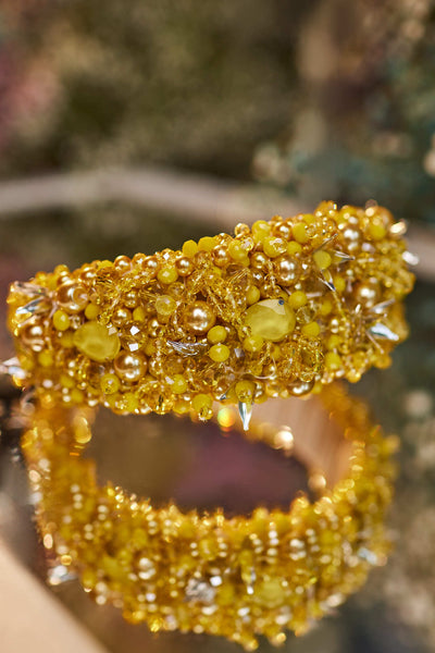 Wide Golden Yellow Crystal Hairband