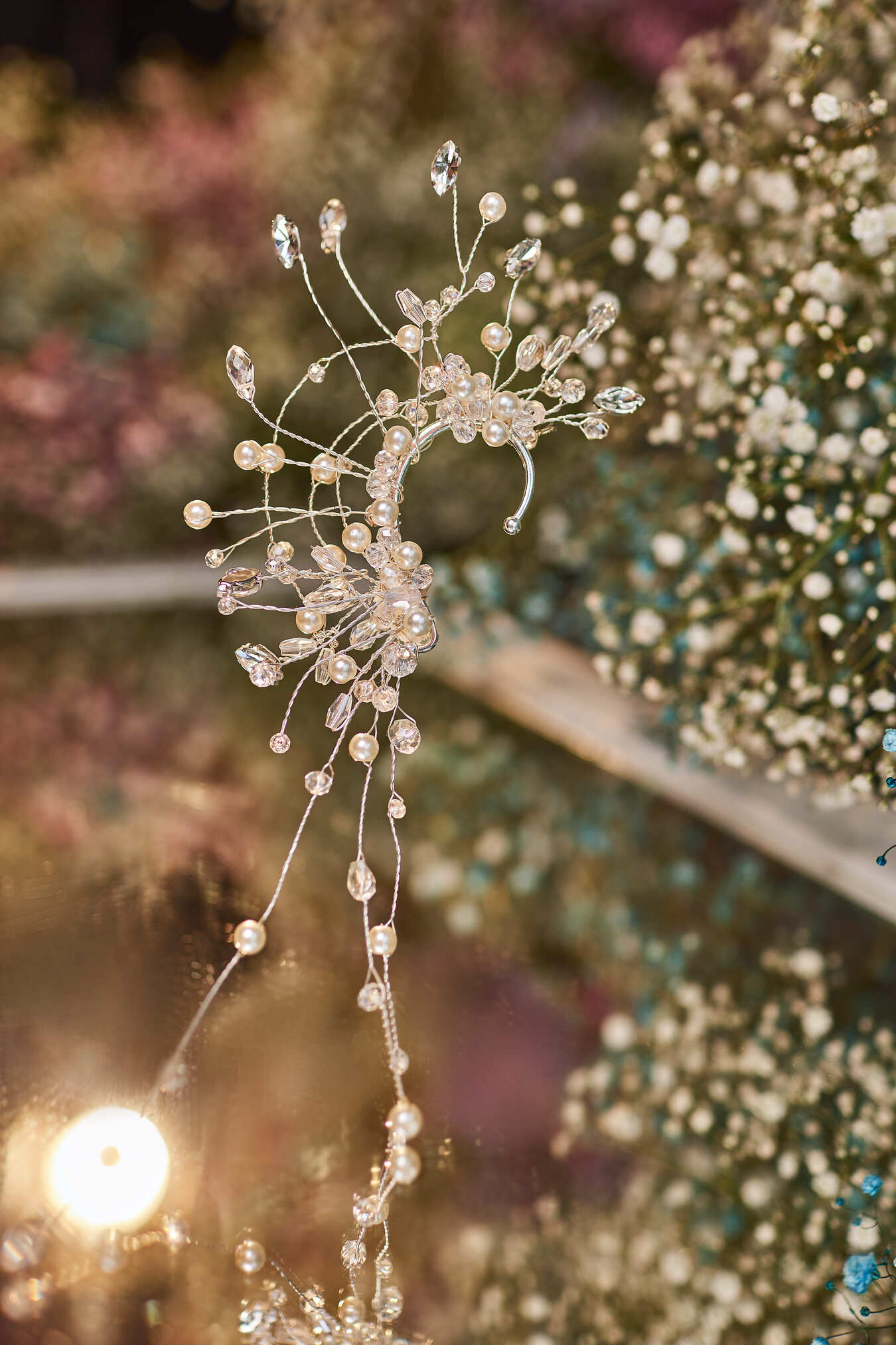 Hairpiece: Bridal Ear Wrap Floral Ear Cuff Earring - Mia Bambina Boutique