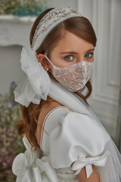 Crystal Communion Headband with Veil