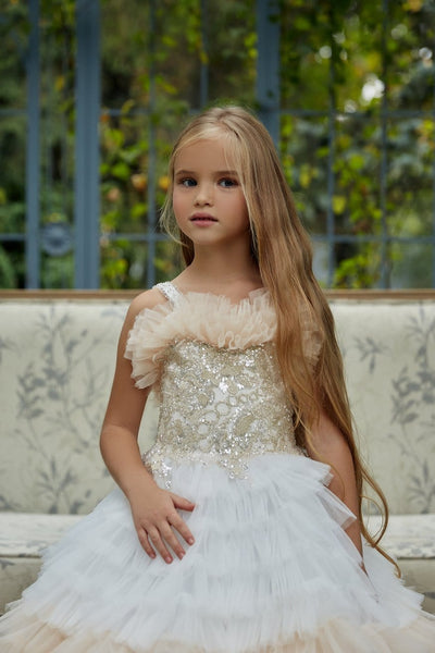 AB034 Ombre Ruffled Flower Girl Dress - Mia Bambina Boutique