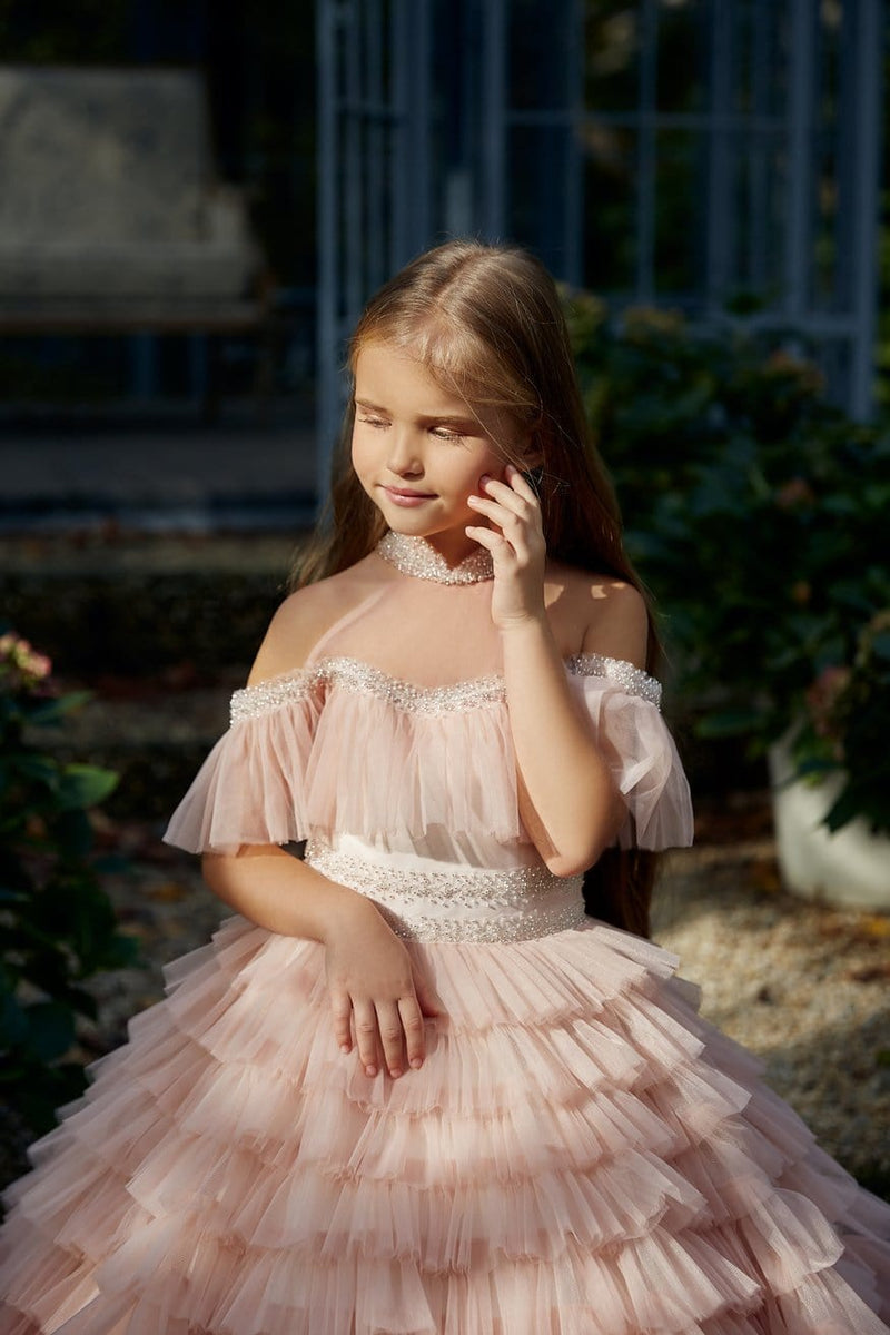 AB039 Ruffled Flower Girl Dress - Mia Bambina Boutique