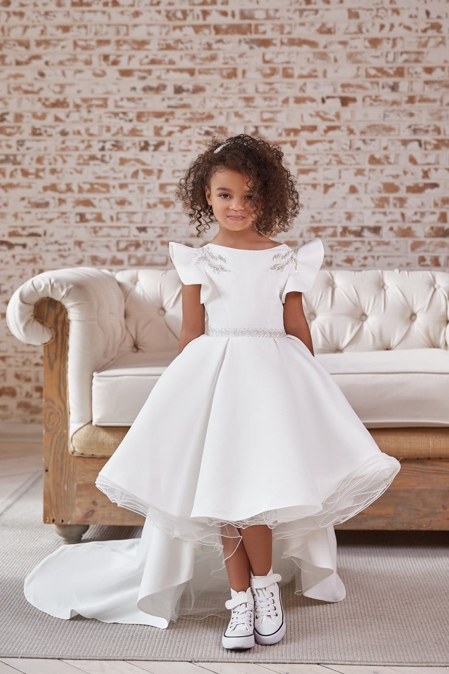 AB040 Satin High Low Dress - Mia Bambina Boutique