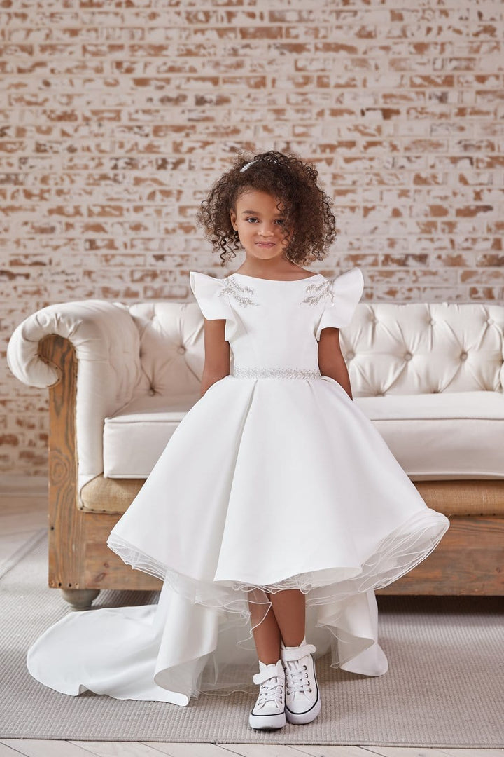 AB040 Satin High Low Dress - Mia Bambina Boutique