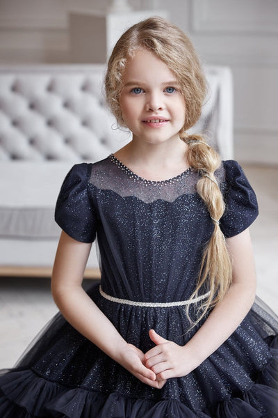 AB054 Black Flower Girl Dress - Mia Bambina Boutique