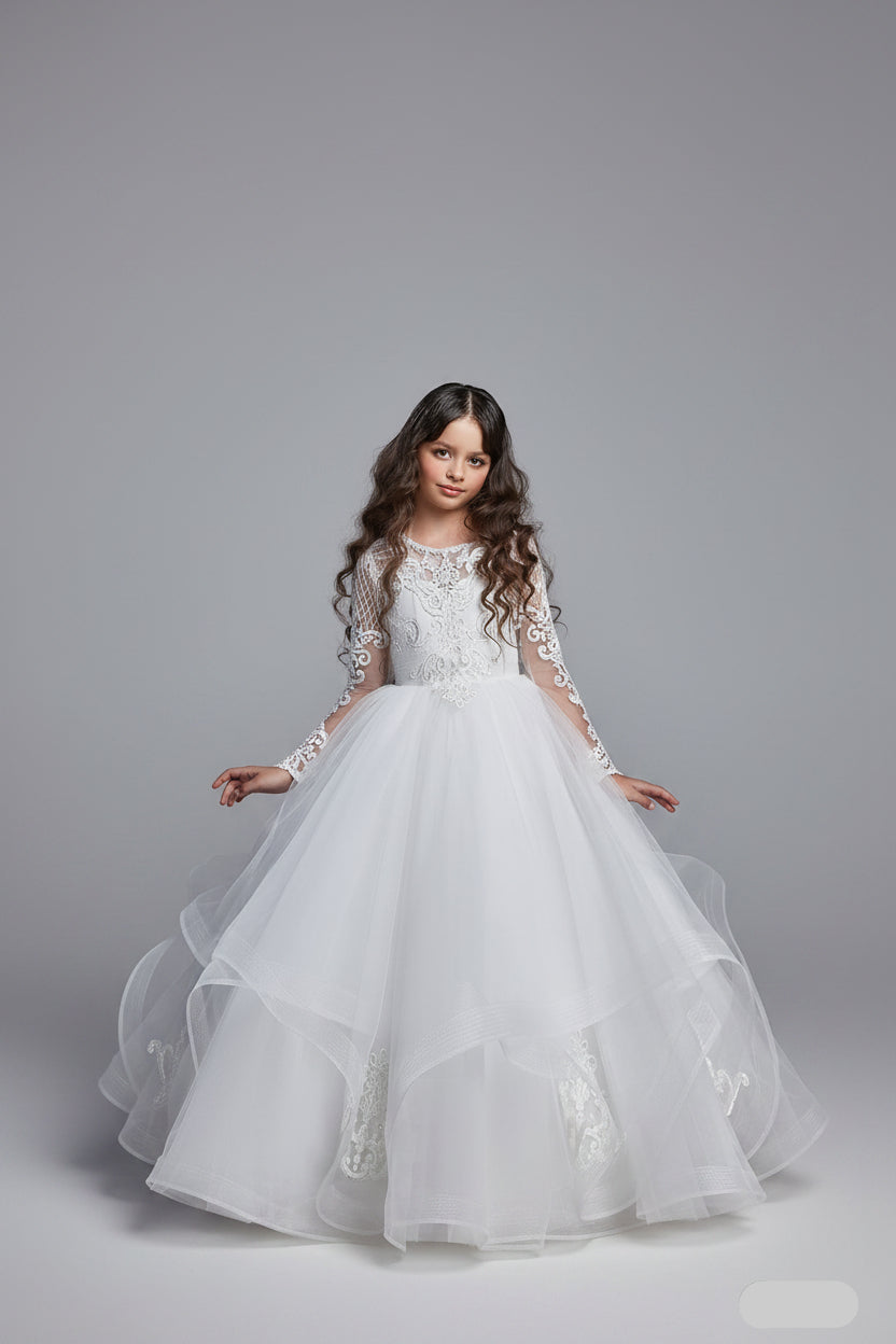 dress layered for girls Sunnypetal Sage Green Boho Lace A-Line Flower Girl Dresses sunnypetal low dress with lace bodice Calla Collection D Multi-Layered Dress for girls with