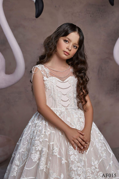 AF015 Lace Communion Dress - Mia Bambina Boutique