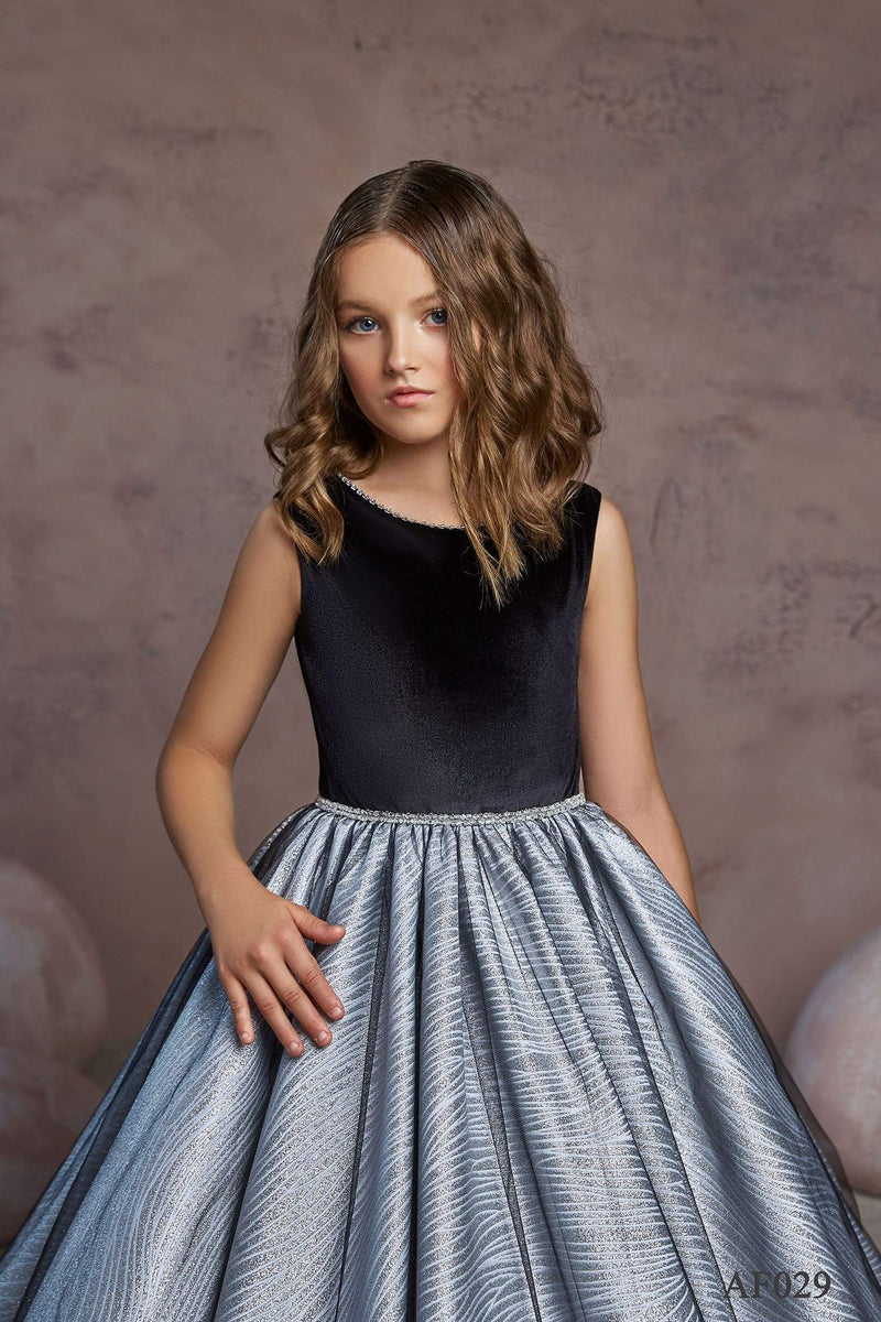 Holiday Party Girls Black Silver Ballgown Dress Holiday Party Girls Black Silver Ballgown Dress
