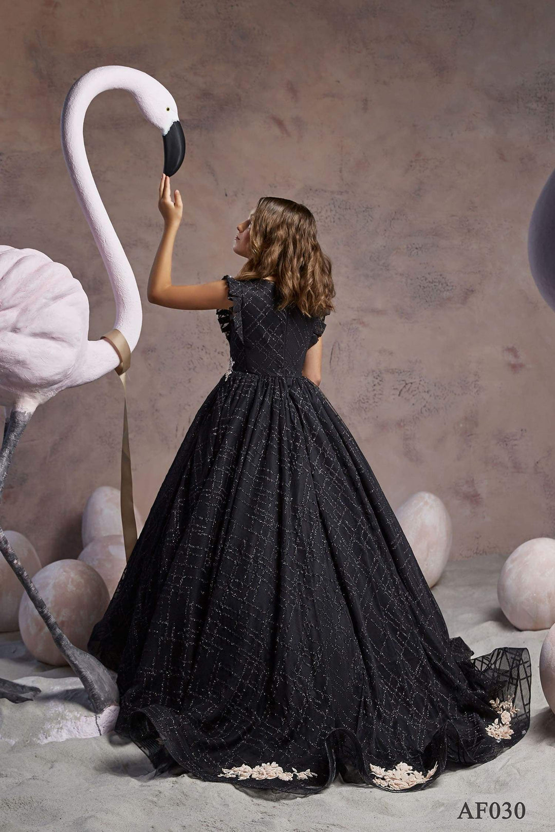 Young Girl's Black Dress with Gold Lace Young Girl's Black Dress with Gold Lace