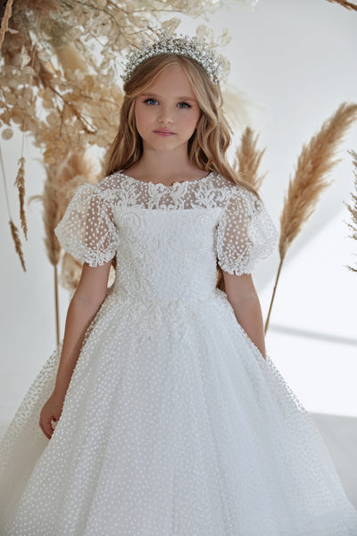 Polka Dot Tulle Girls Dress for a Wedding Guest
