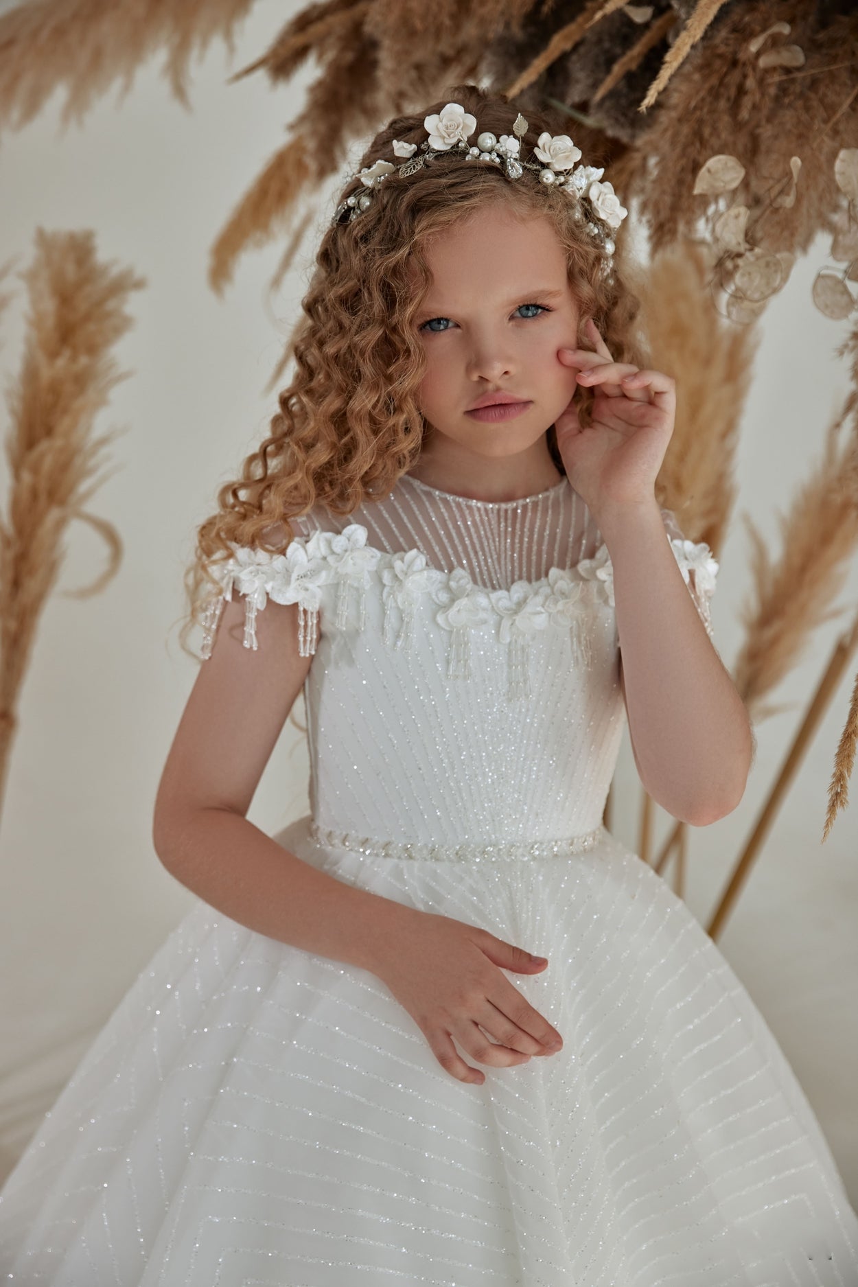 Flower Girl Dresses: Sparkly Lined White Dress for Girls - Mia Bambina Boutique
