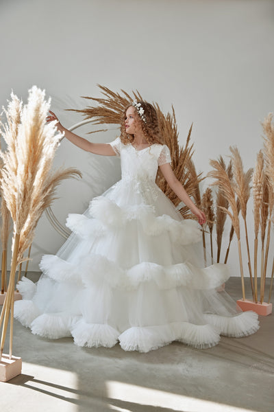 Whimsical Tiered Ruffle Flower Girl Dress