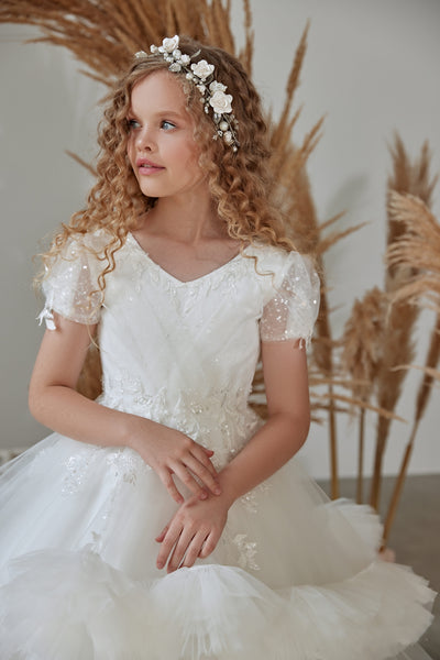 Whimsical Tiered Ruffle Flower Girl Dress