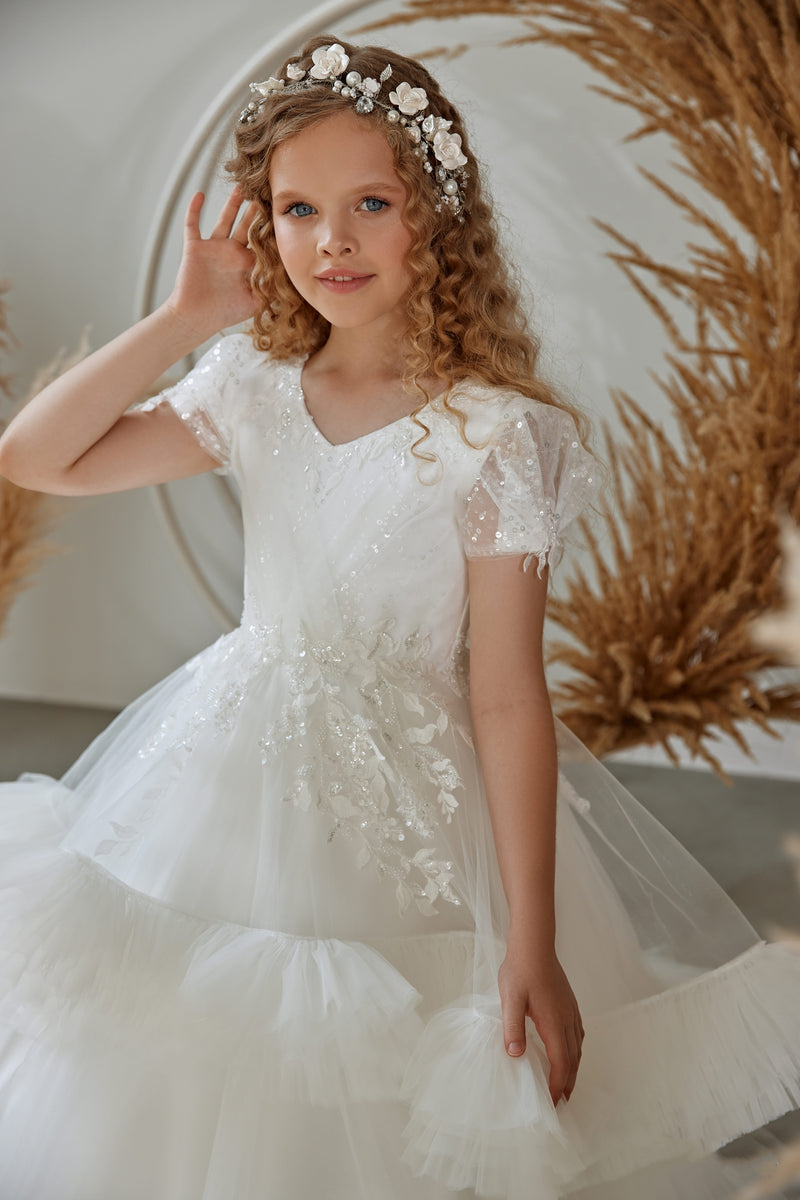 Whimsical Tiered Ruffle Flower Girl Dress