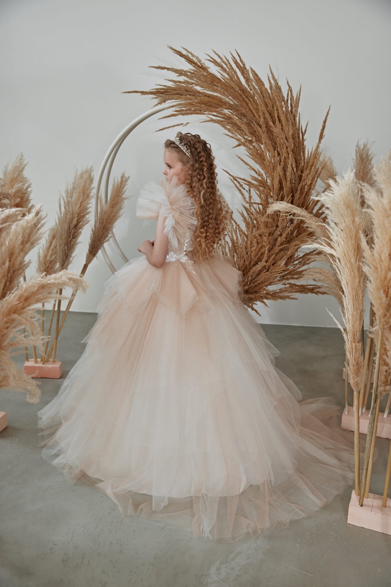 Flower Girl Dresses: Special Occasion Ruffled Sleeve Princess Dress - Mia Bambina Boutique