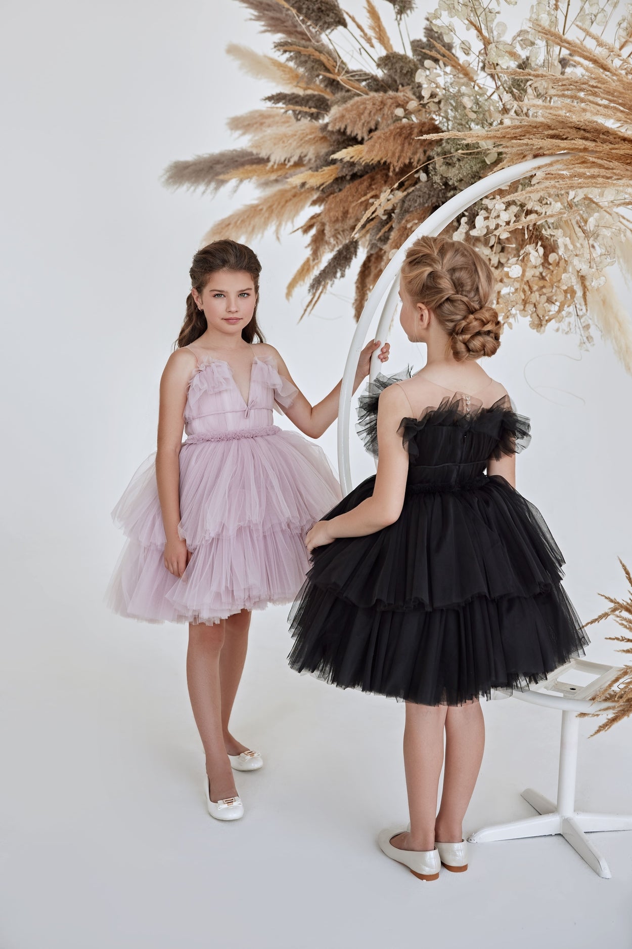 Birthday Dresses: Girls Cute Knee-Length Ruffled Dress - Mia Bambina Boutique