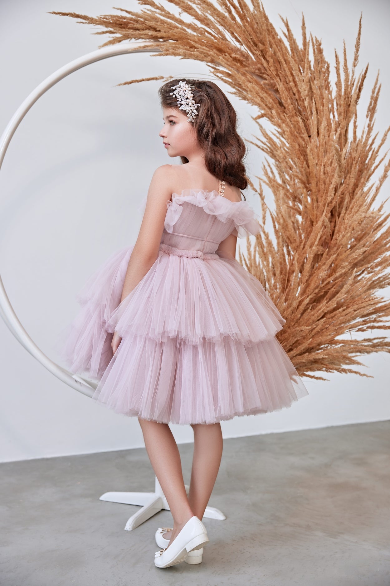 Birthday Dresses: Girls Cute Knee-Length Ruffled Dress - Mia Bambina Boutique