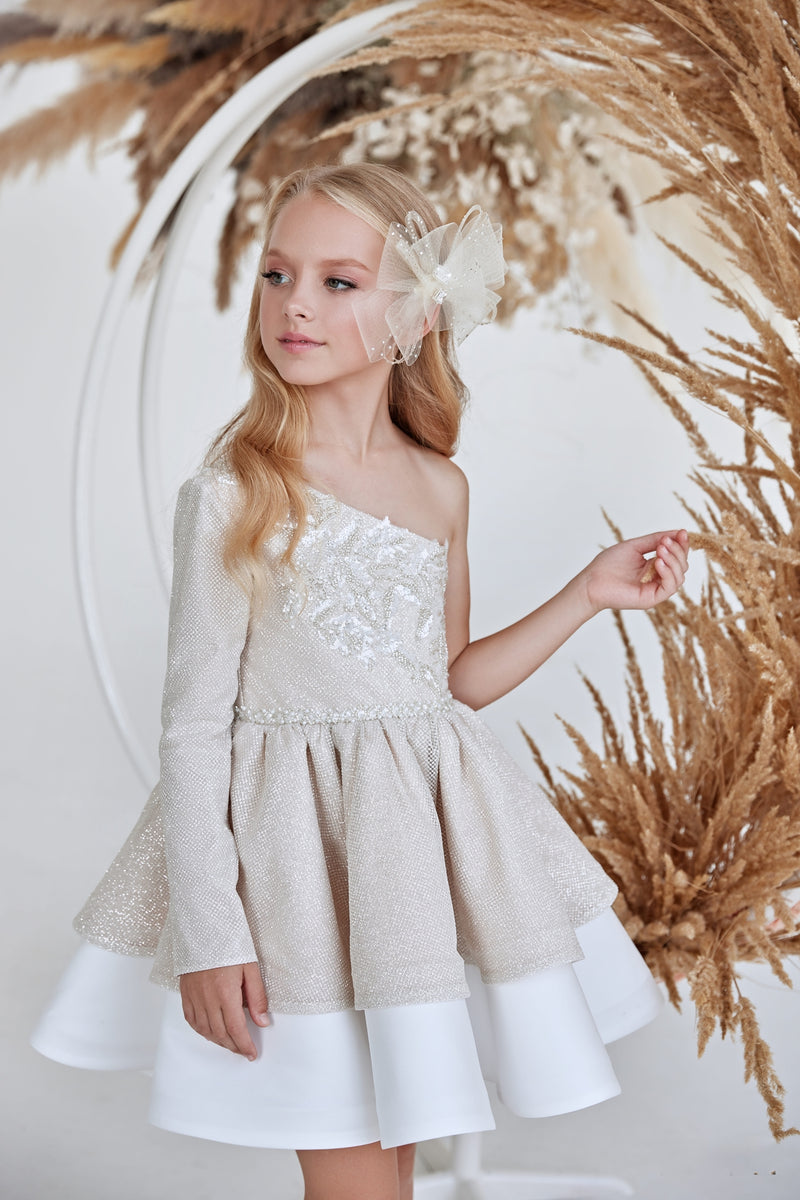 Girls One Shoulder Sparkly Birthday Party Dress Girls One Shoulder Sparkly Birthday Party Dress