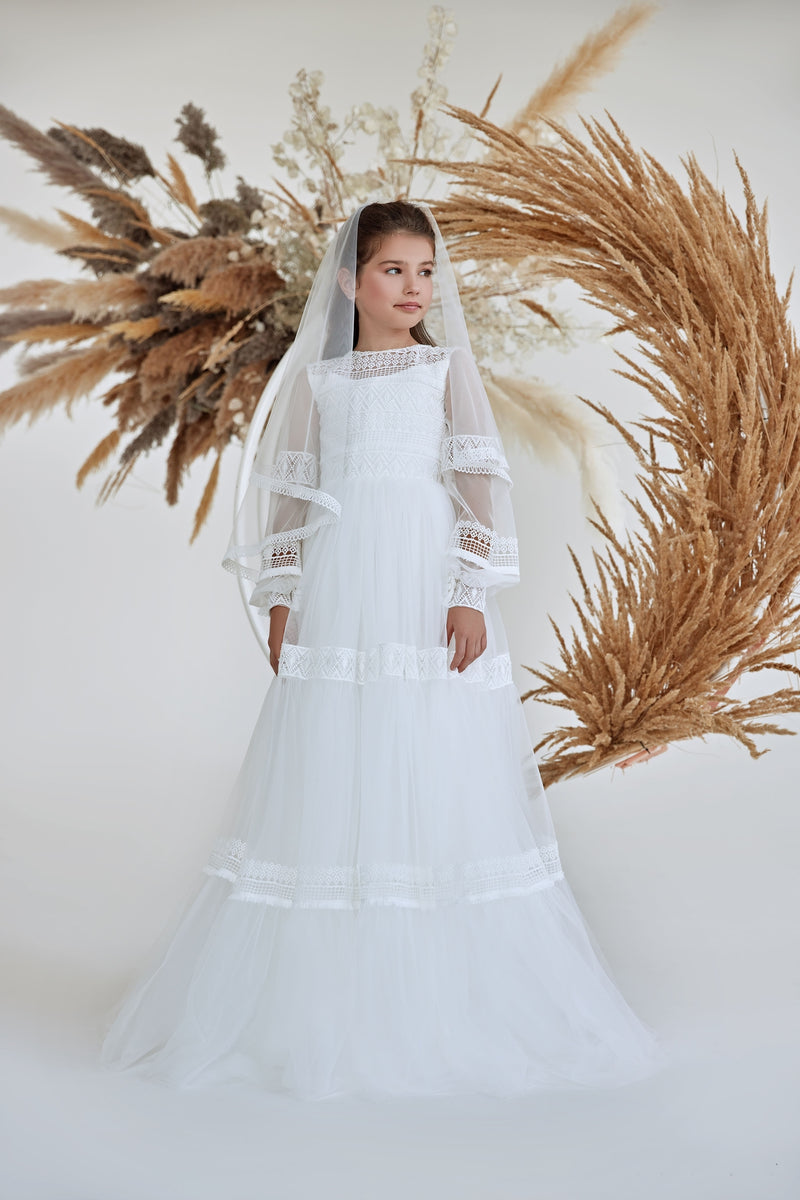 Charming French Lace Tulle First Communion Dress