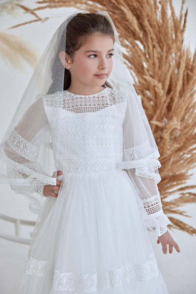 Charming French Lace Tulle First Communion Dress